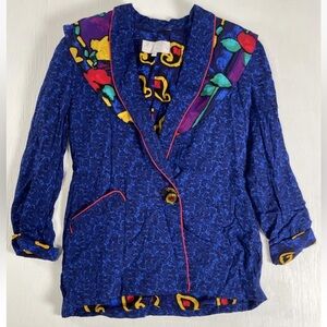 Platinum by Dorothy Schoelen Blazer Jacket Small‎ Vintage 80 90s Art Retro Boho